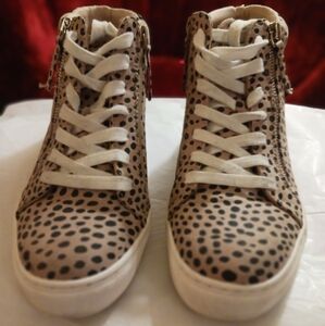 Leopard Print High-Top Sneakers